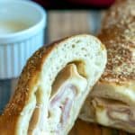 Chicken Cordon Bleu Stromboli with Mustard Cream Sauce