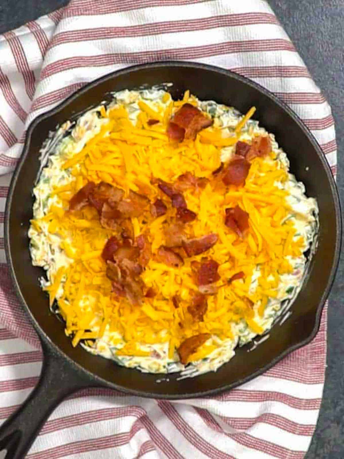 Jalapeno popper dip ready for the oven.
