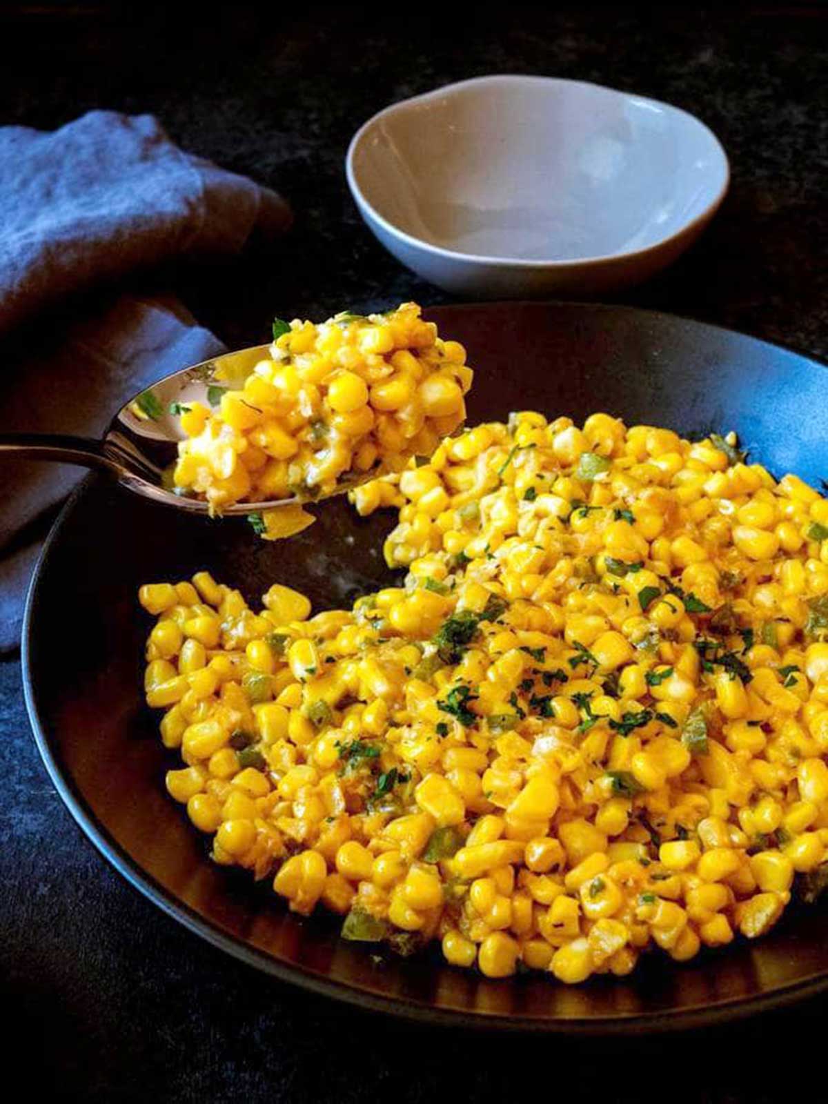 Serving Cajun Corn Maque Choux.