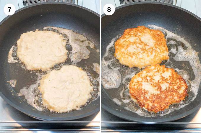 Cooking the Boxty in vegetable oil