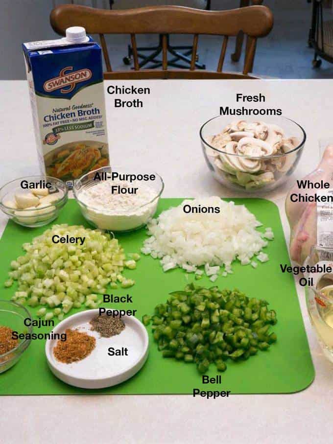 Ingredients for Cajun Chicken Fricassee