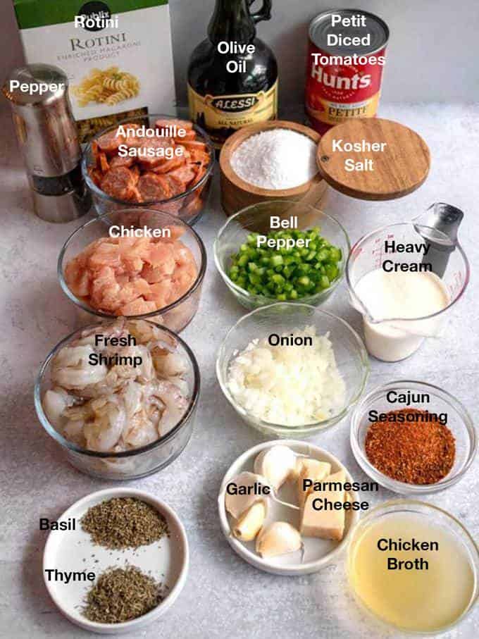 Ingredients for Pasta Jambalaya
