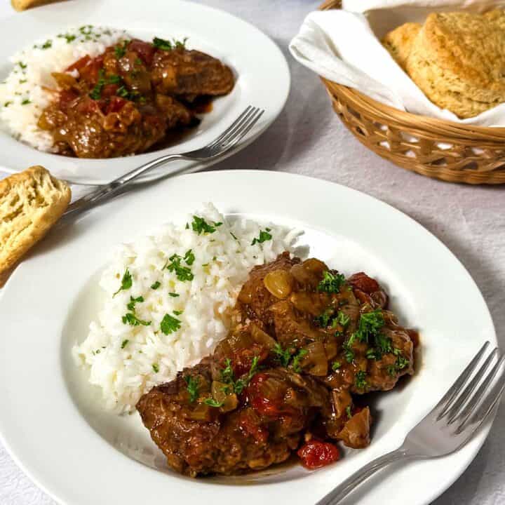Swiss Steak with rice.