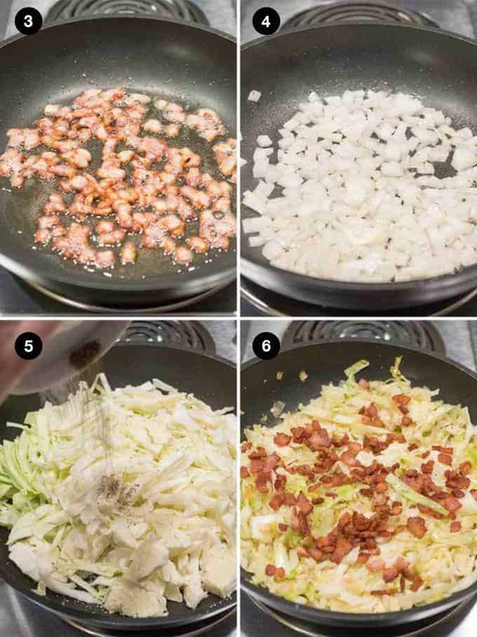 Steps for making Irish Fried Cabbage