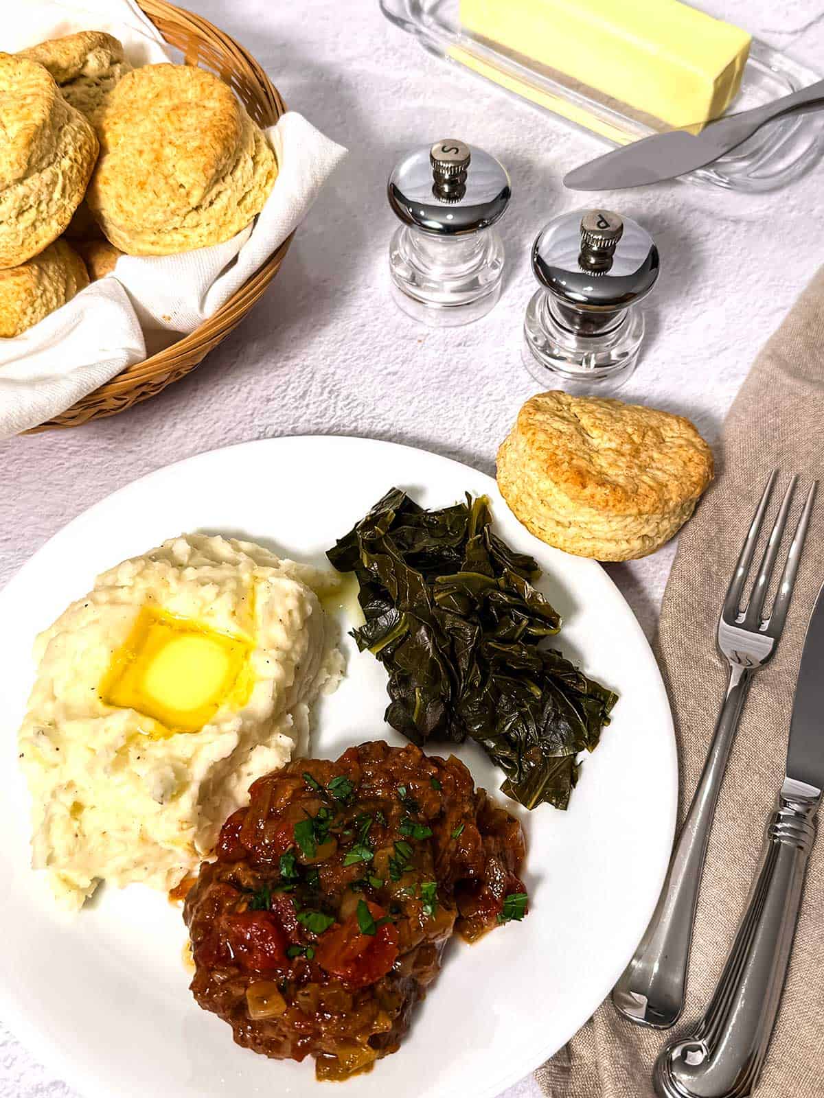 Swiss Steak with Mashed Potaatoes.