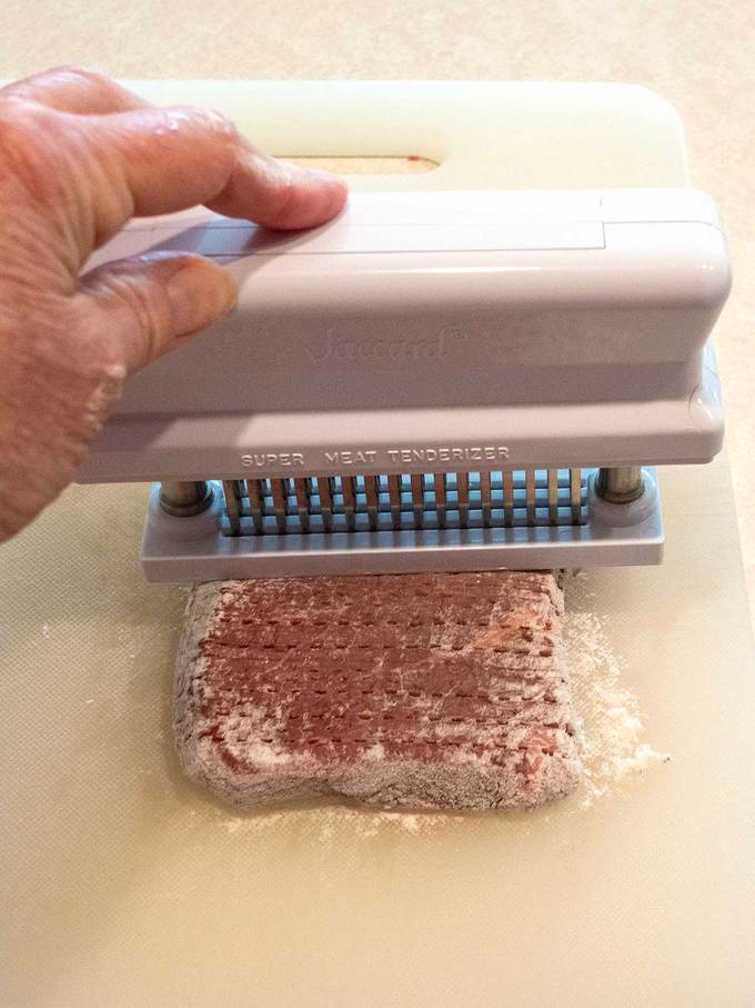 Using needling device to tenderize beef