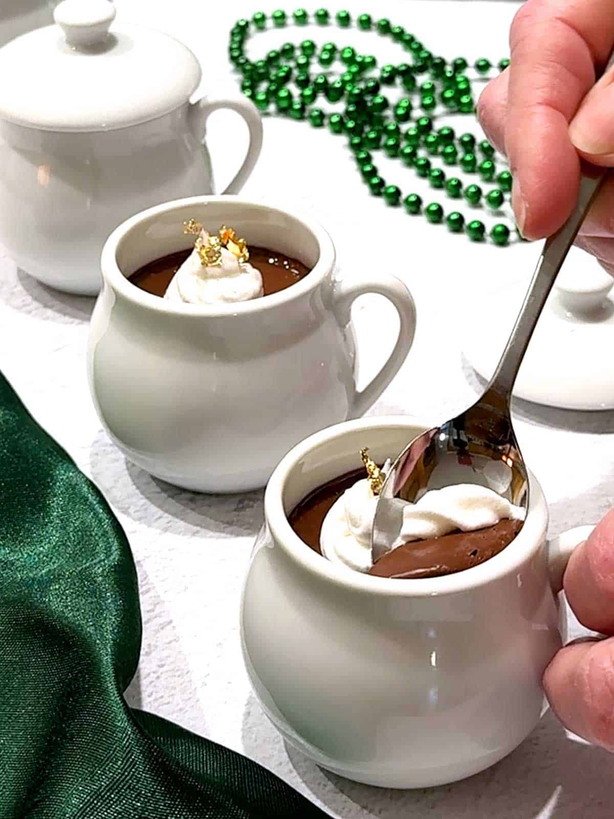 Eating the Pots de Crème.