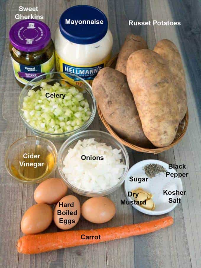 Ingredients for making potato salad