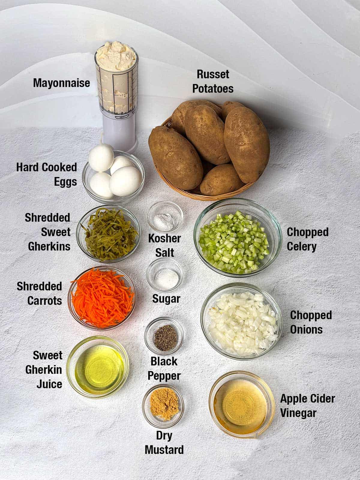 Ingredients for potato salad.