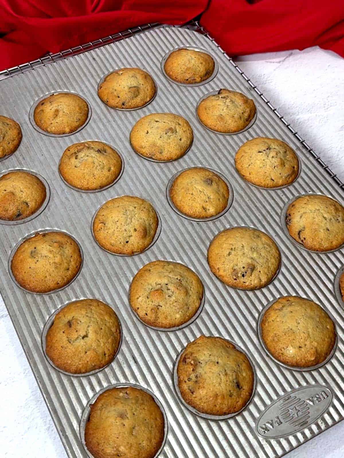 Mini muffins out of the oven.