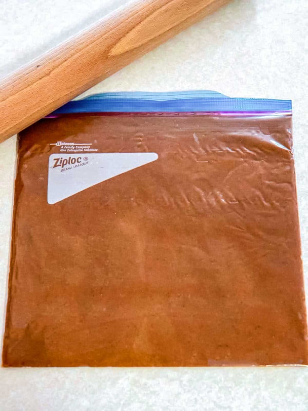 Dough in Ziploc bag.
