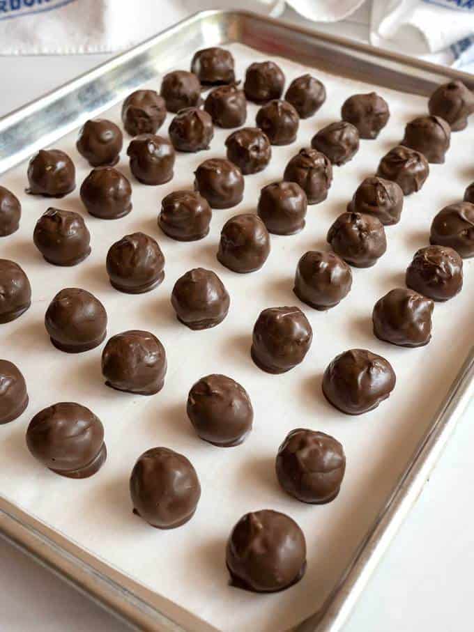 Chocolate hardening on Chocolate-Covered Cookie Dough Bites