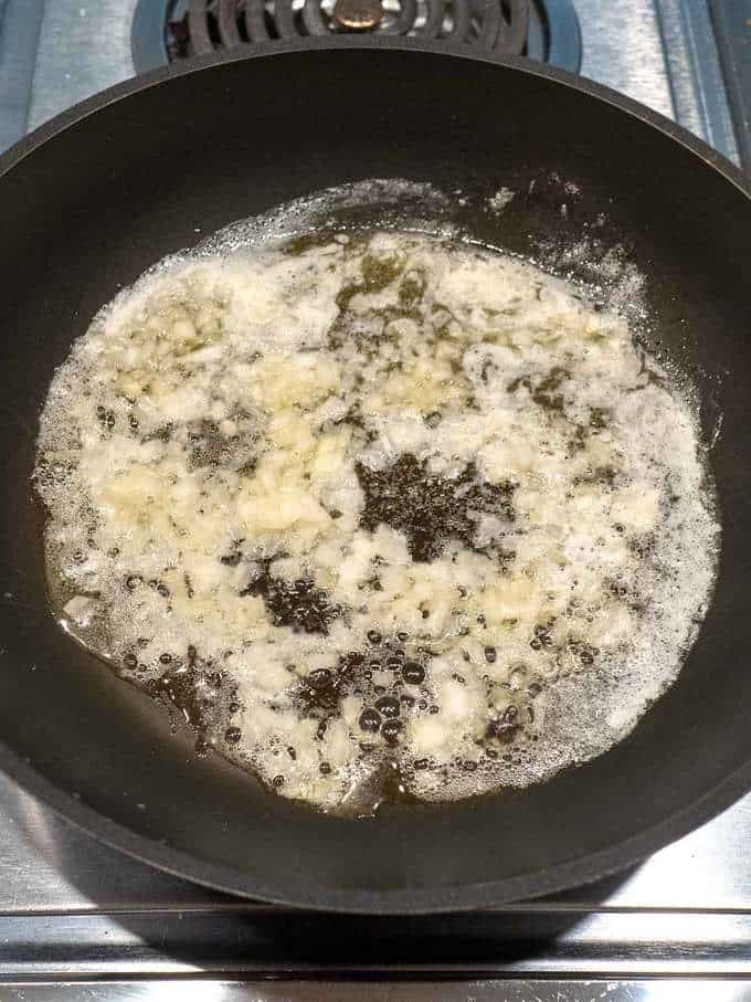 Cooking onions in melted butter