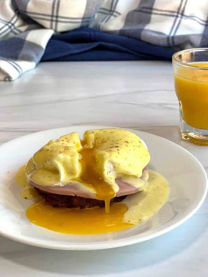 Eggs Benedict on Hash Brown Rounds