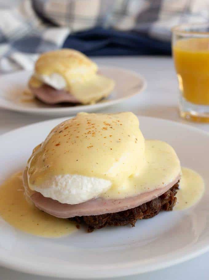 Eggs Benedict on Hash Brown Rounds