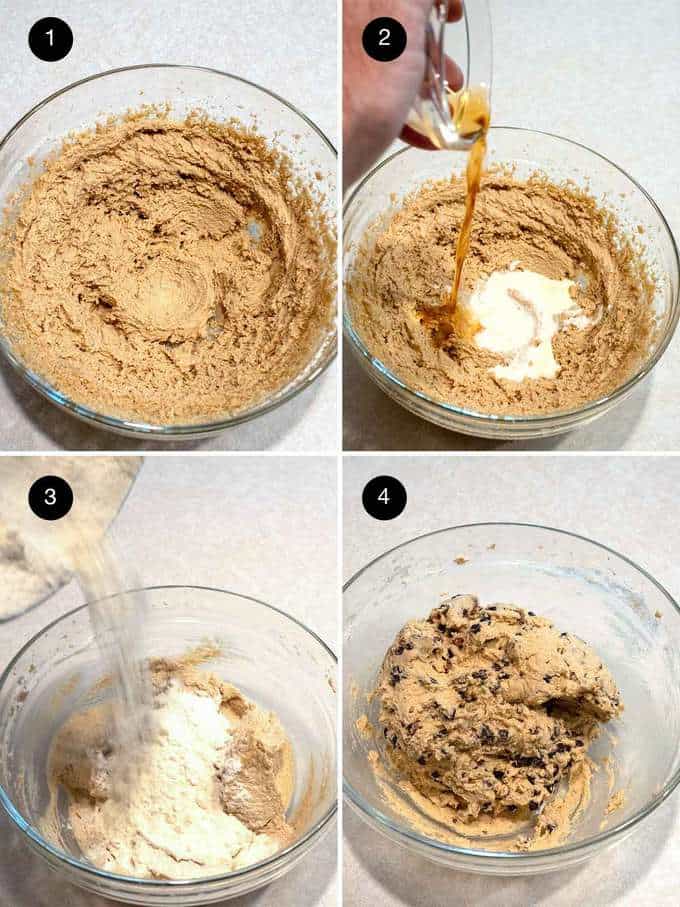 Making the edible chocolate chip cookie dough 