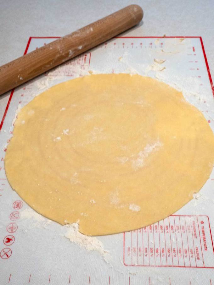 Rolled out dough into circle