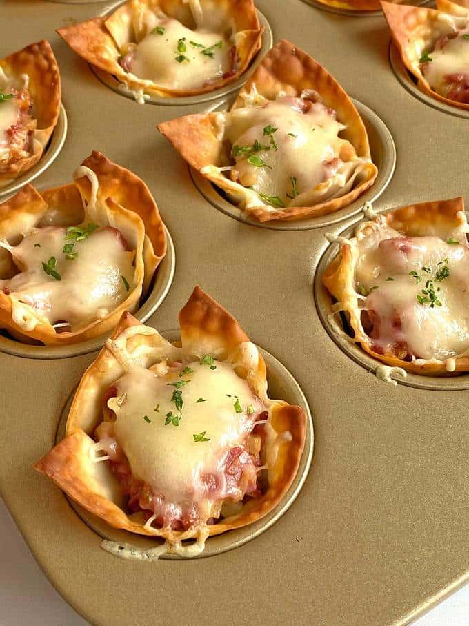 Reuben Wonton Cups cooling in pan