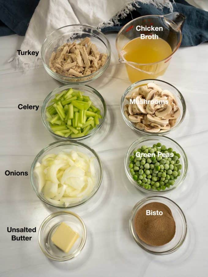 Ingredients for turkey crepe filling