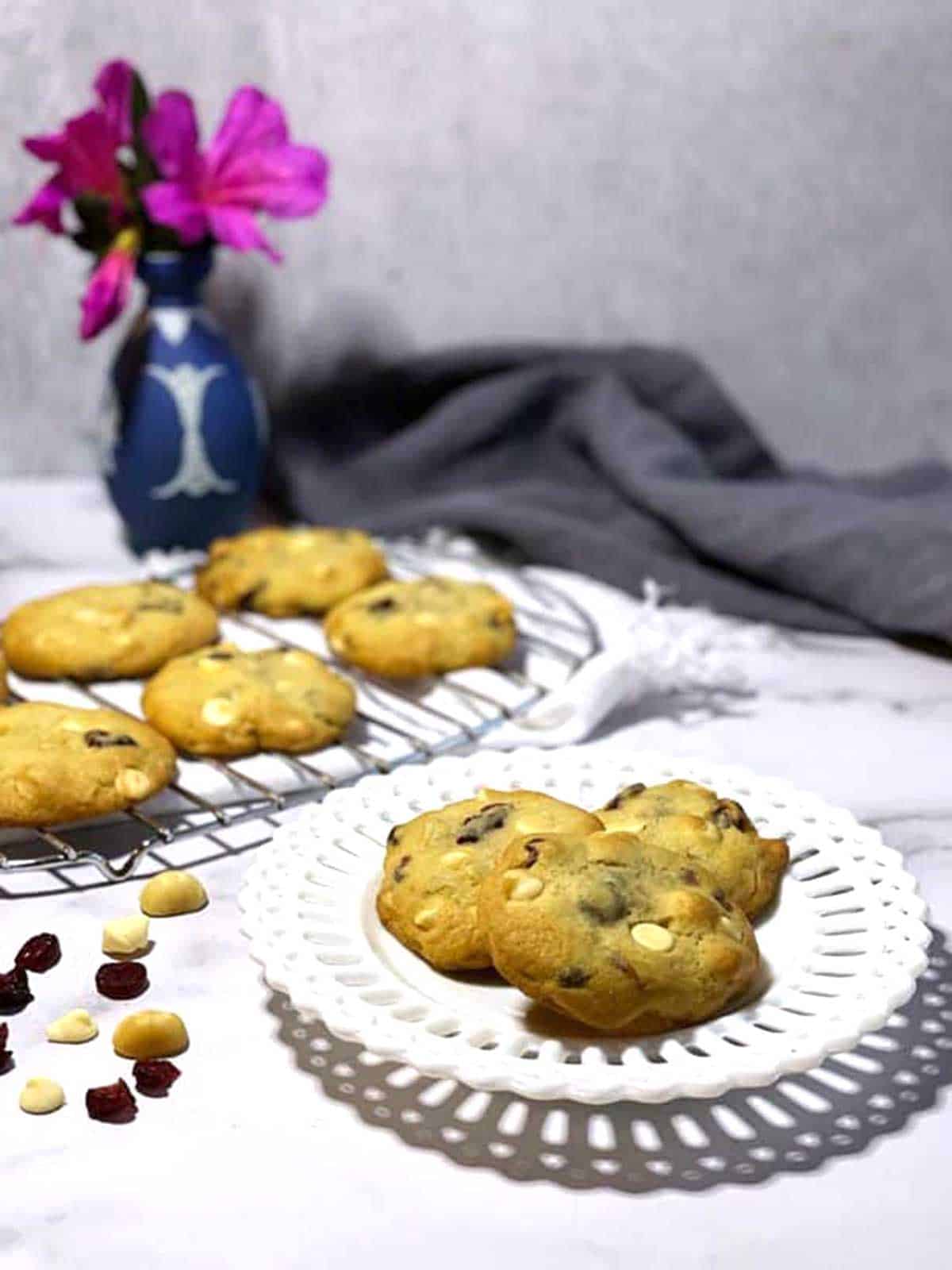 Cranberry shite chocolate macadamia cookies.