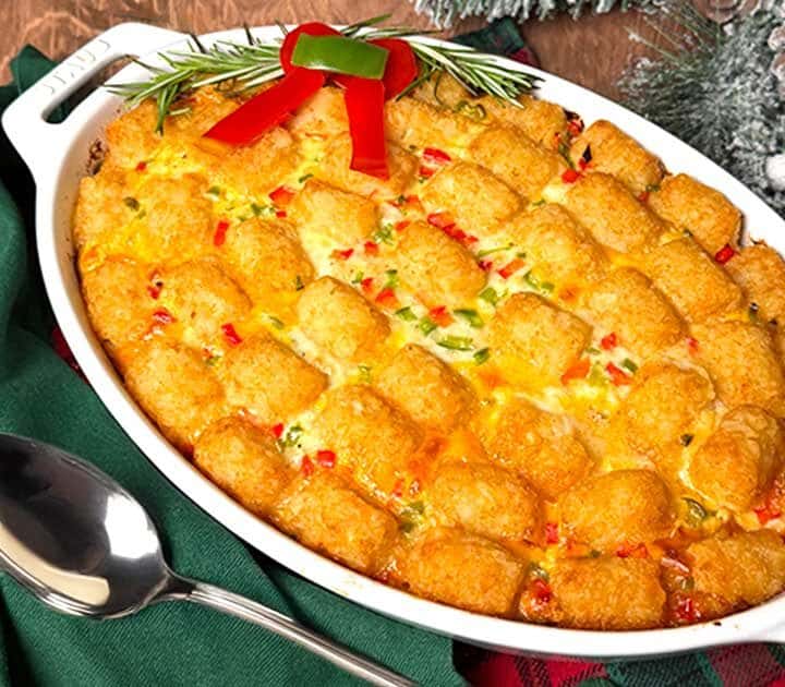 Make ahead tater tot breakfast casserole.