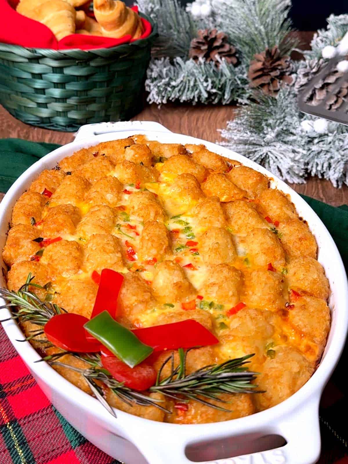 Make-ahead tater tot breakfast caserole.