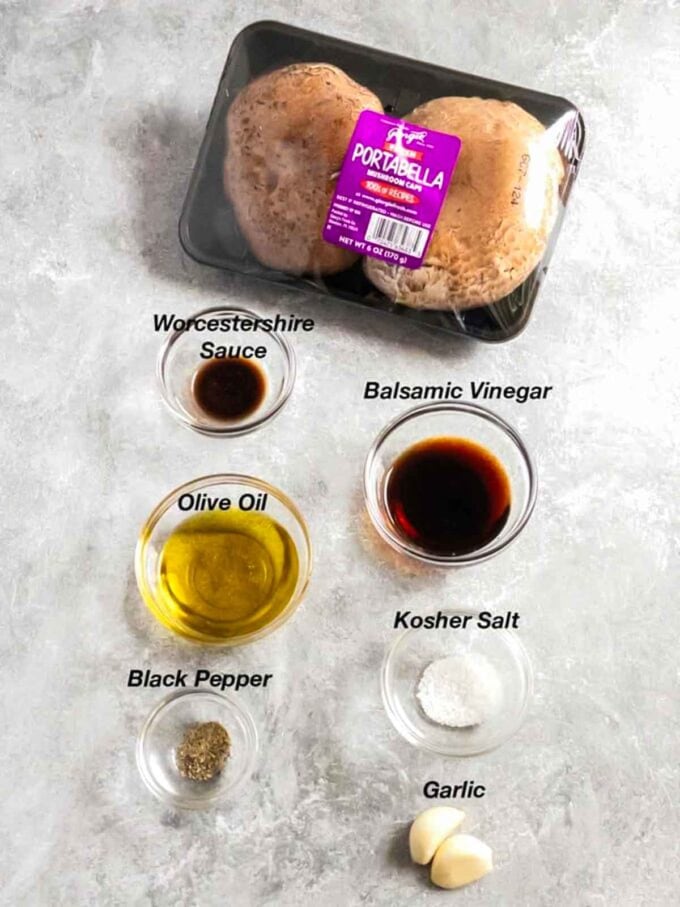 Ingredients for portabella burgers.