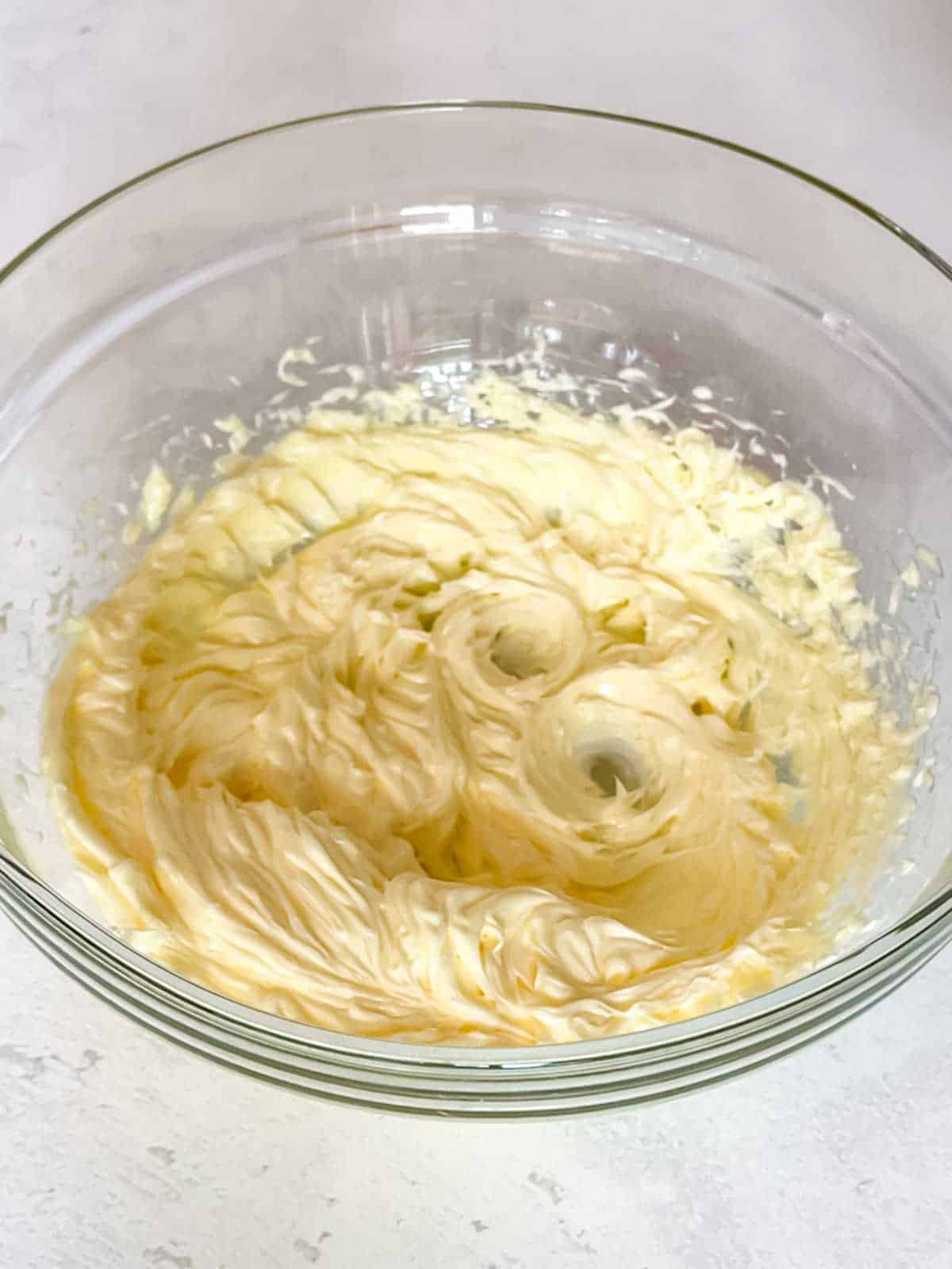 Creamed butter in a bowl