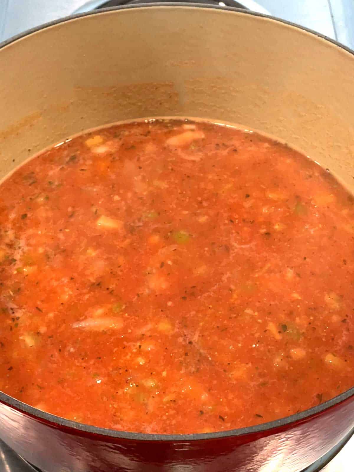 Bringing soup to a boil