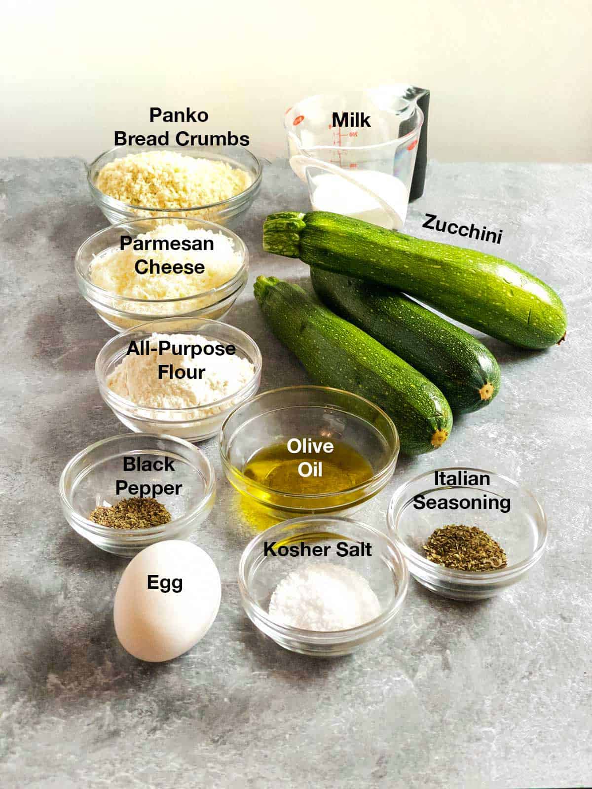 Ingredients for zucchini fries