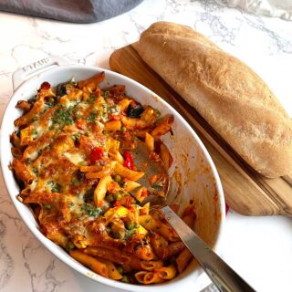 Cheesy Penne with Roasted Vegetables