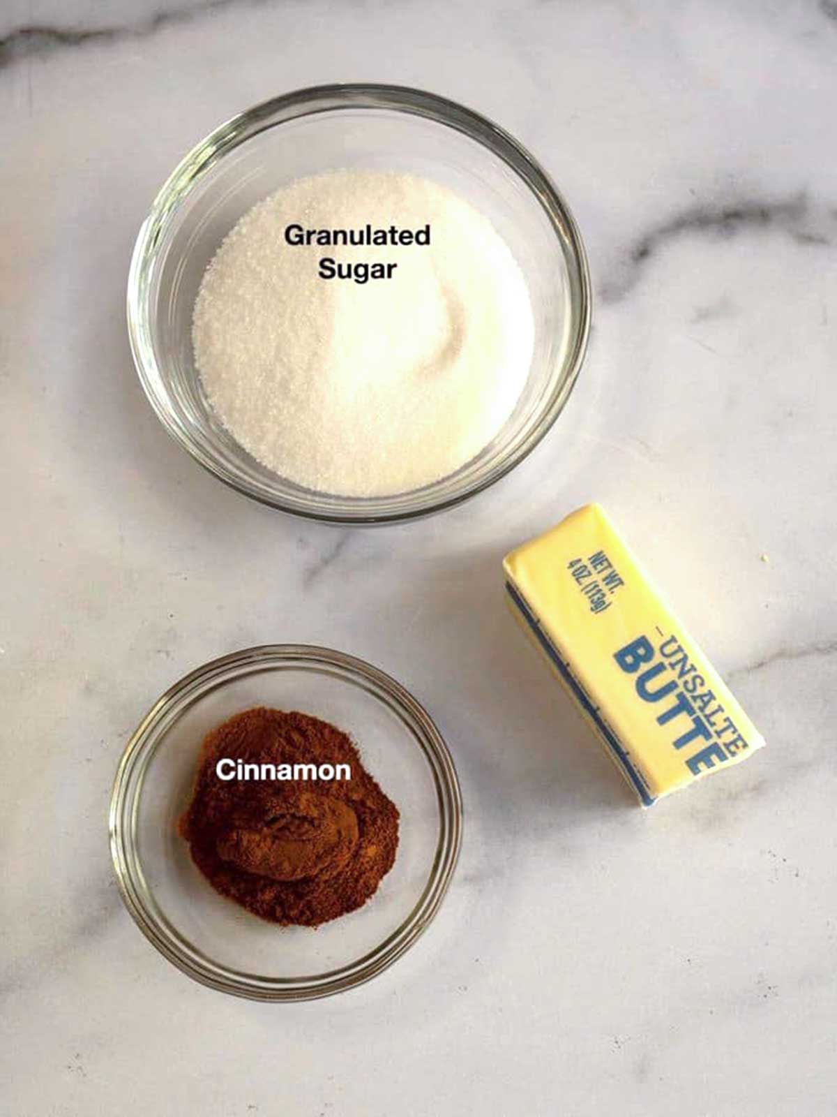 Ingredients for cinnamon filling.