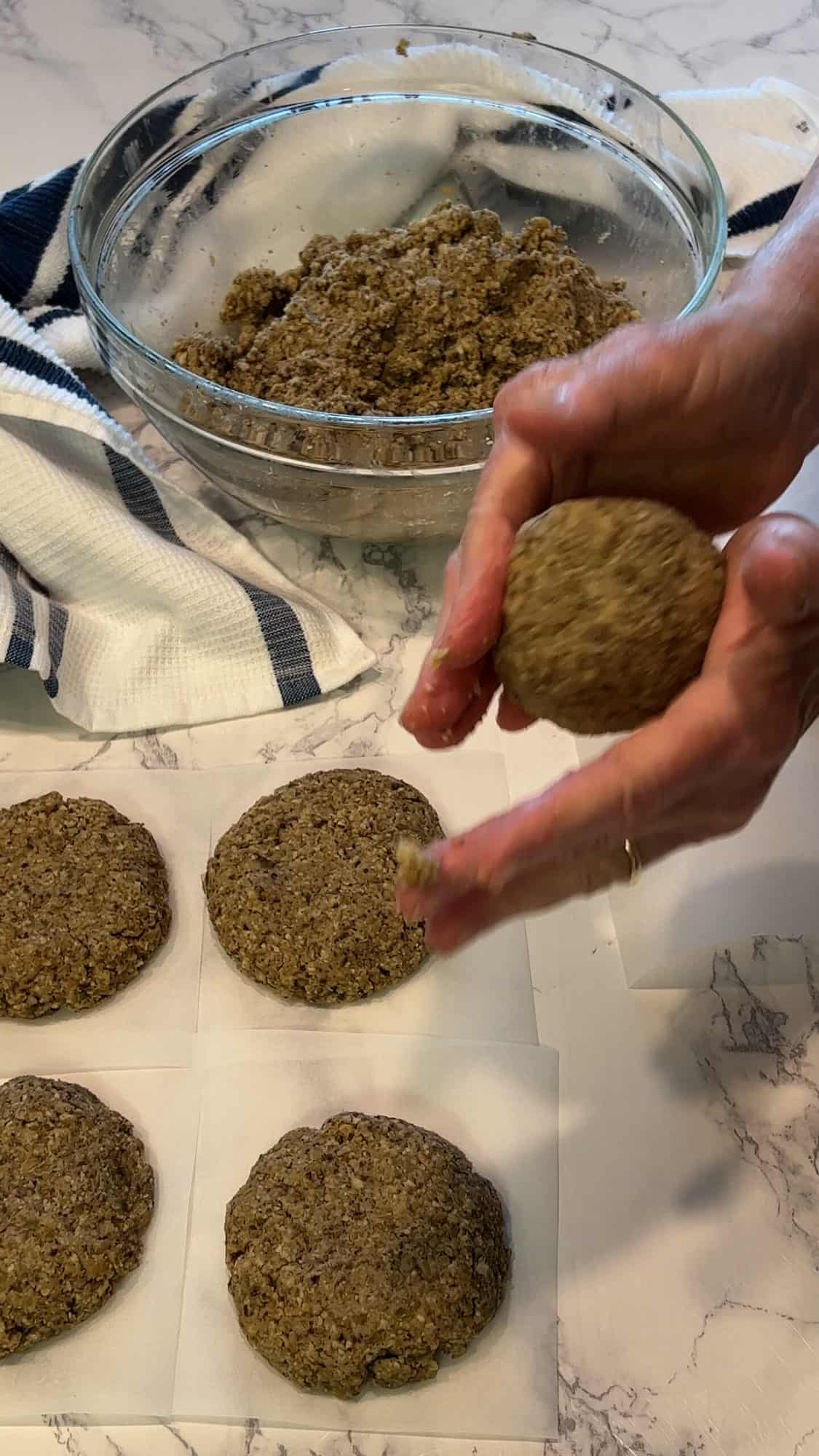 Forming the patties.