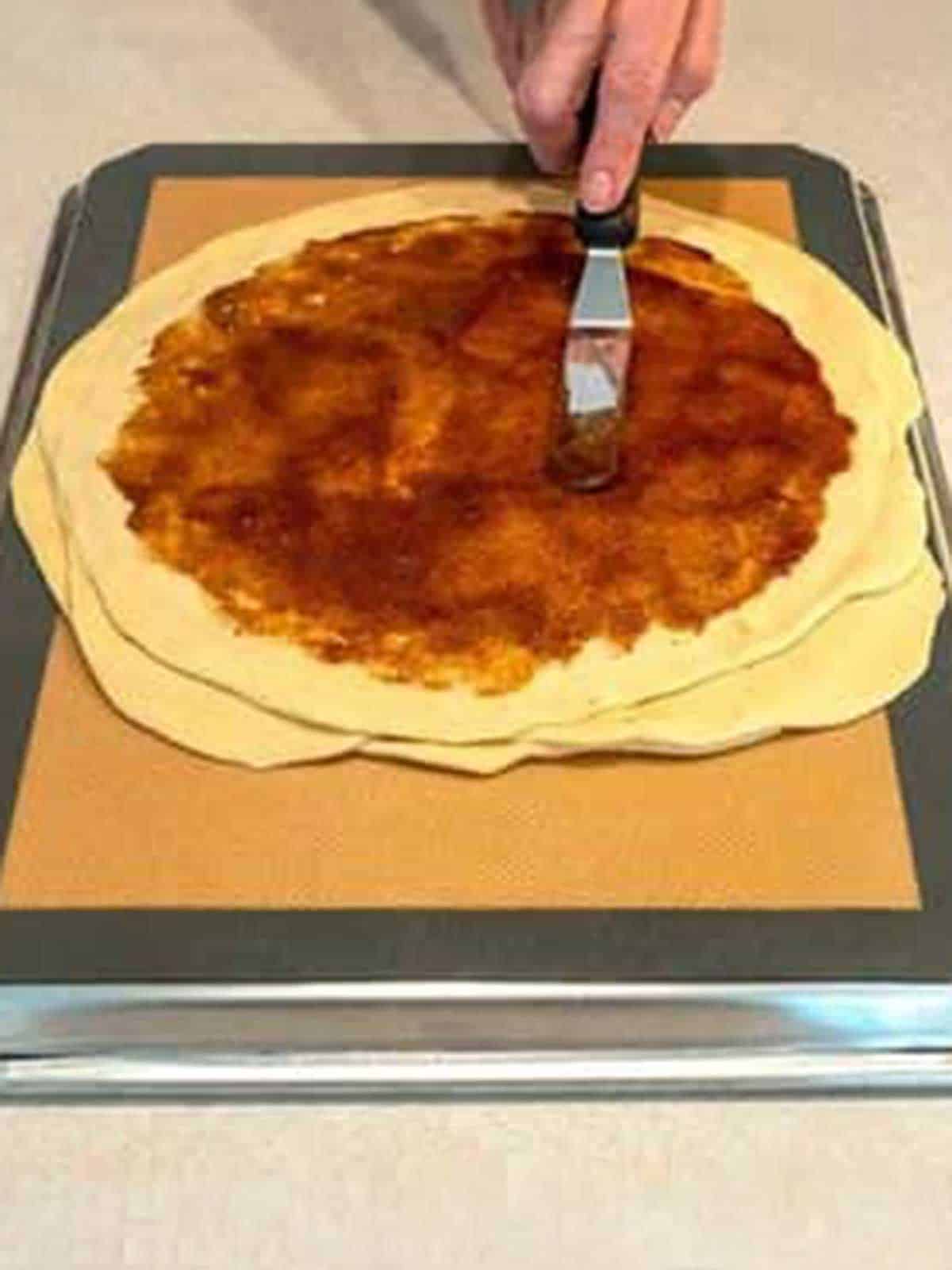 Third layer of dough and filling.