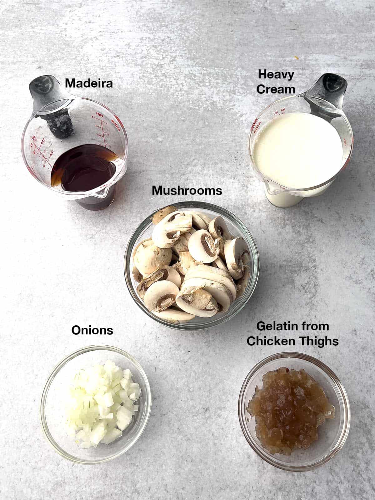 Ingredients for Mushroom Cream Sauce.