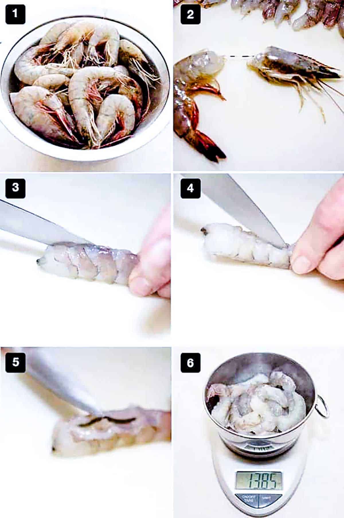 Cleaning the shrimp.