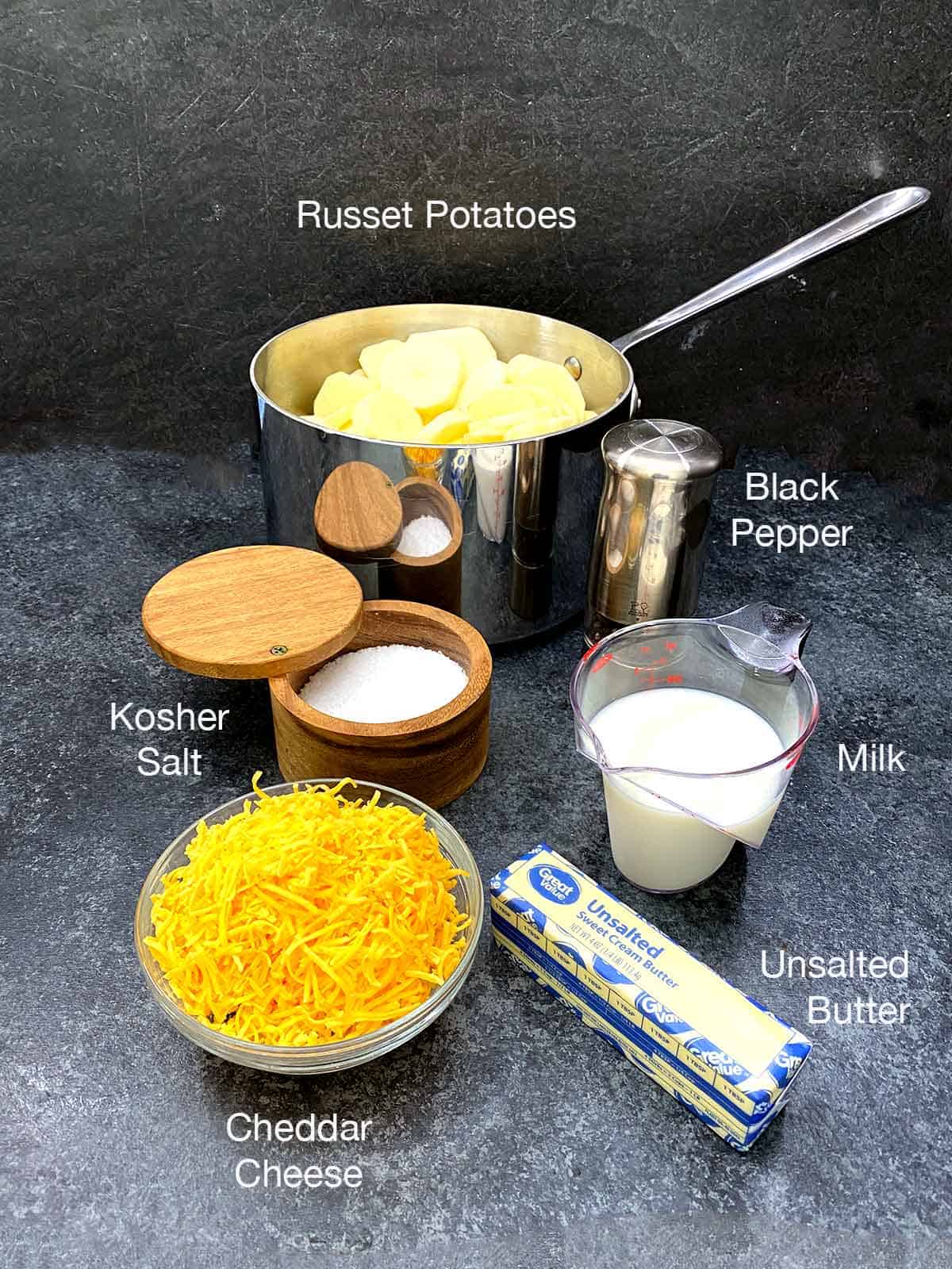 Ingredients for Mashed Potatoes.