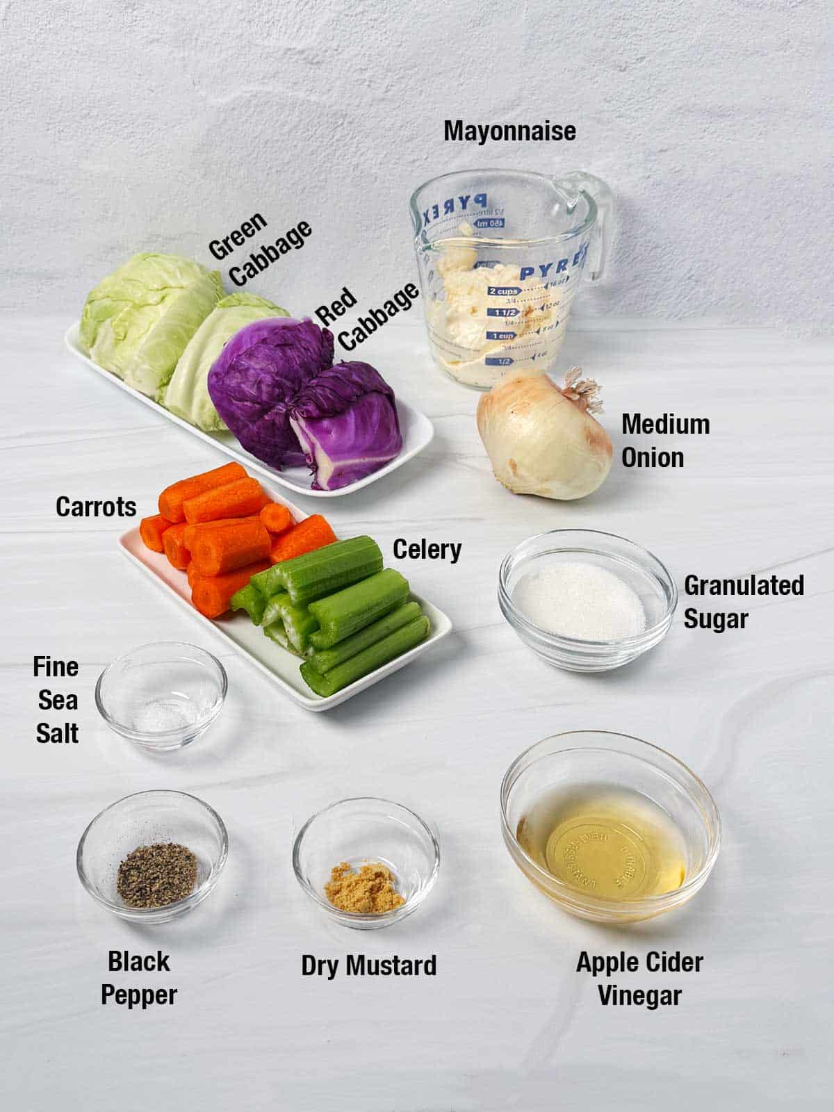 Ingredients for Southern Coleslaw.