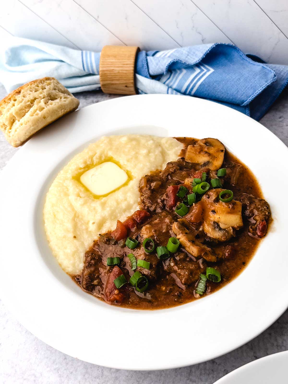 Beef Grillades with smoked gouda grits.