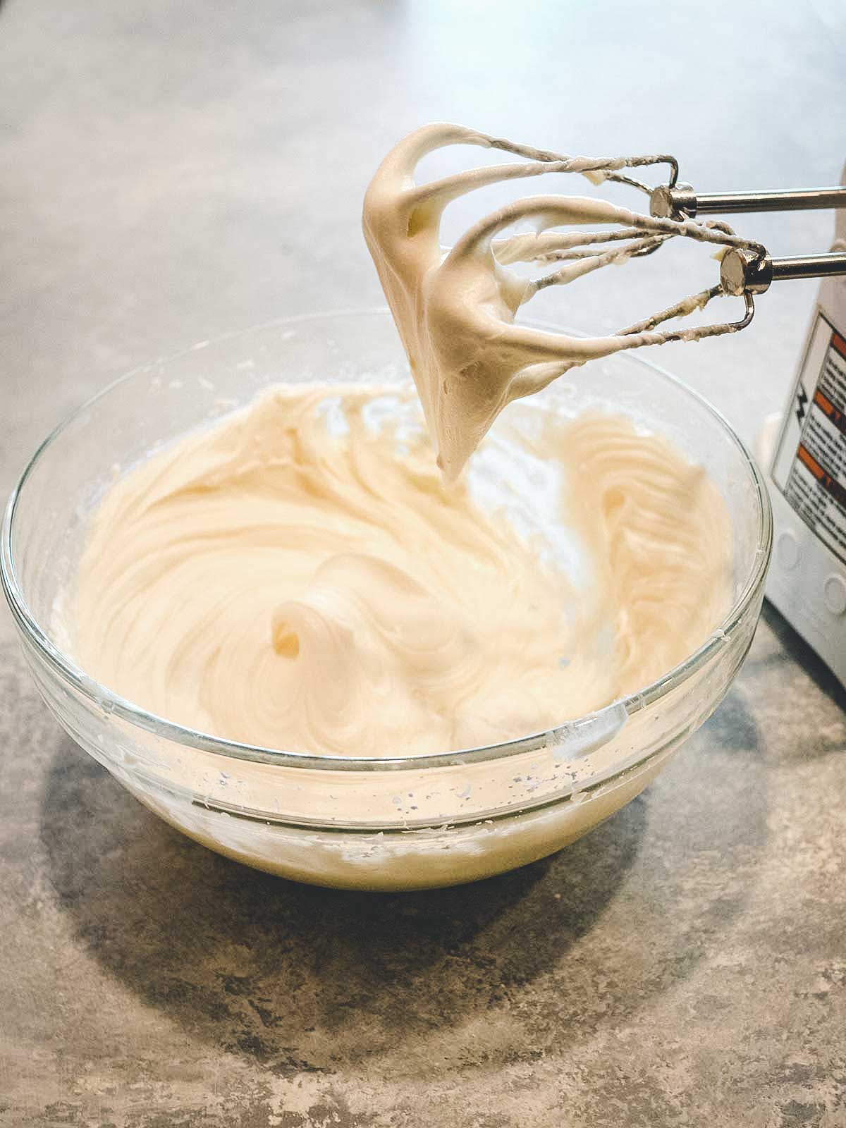 Making the cream cheese icing.