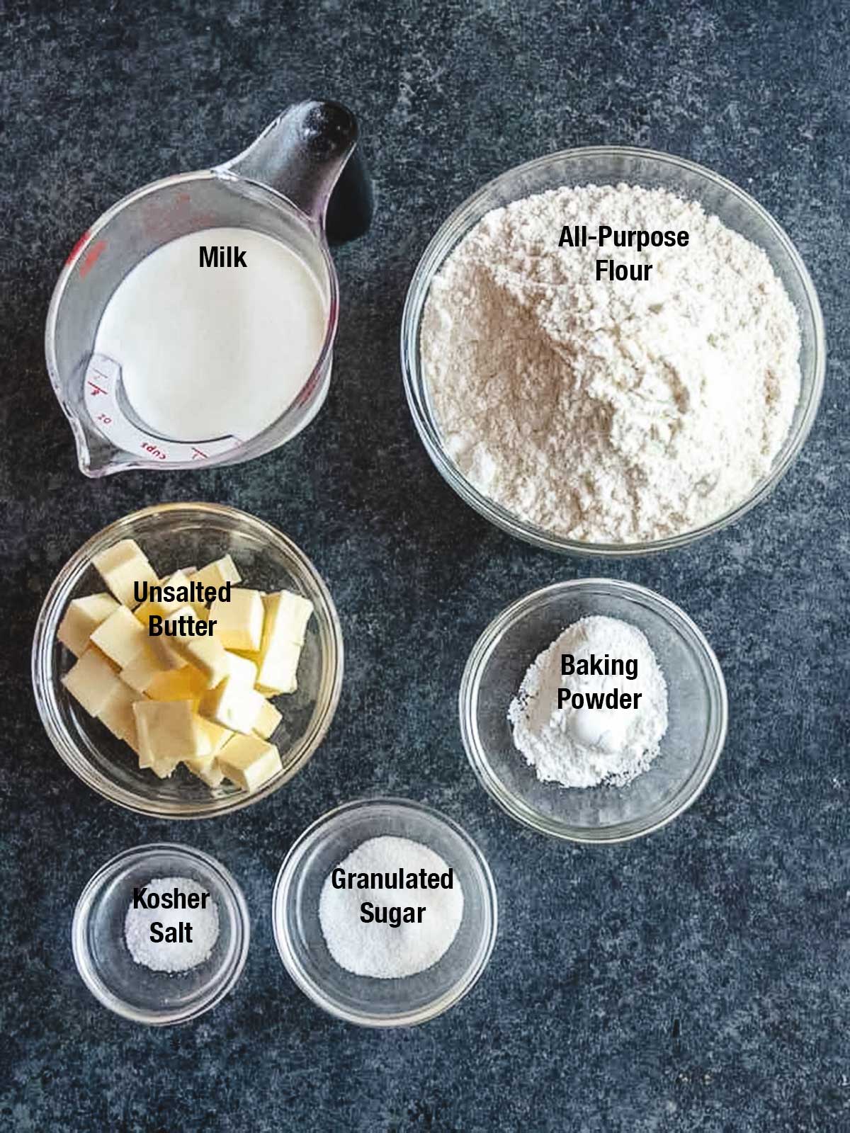 Ingredients used to make biscuits.