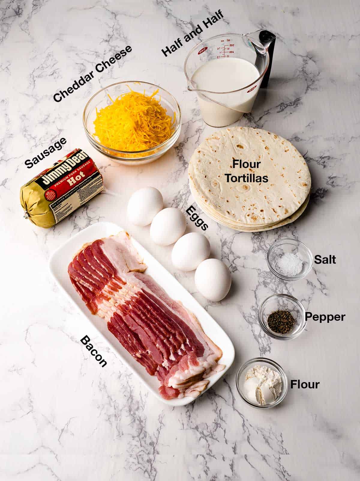 Ingredients for breakfast enchiladas