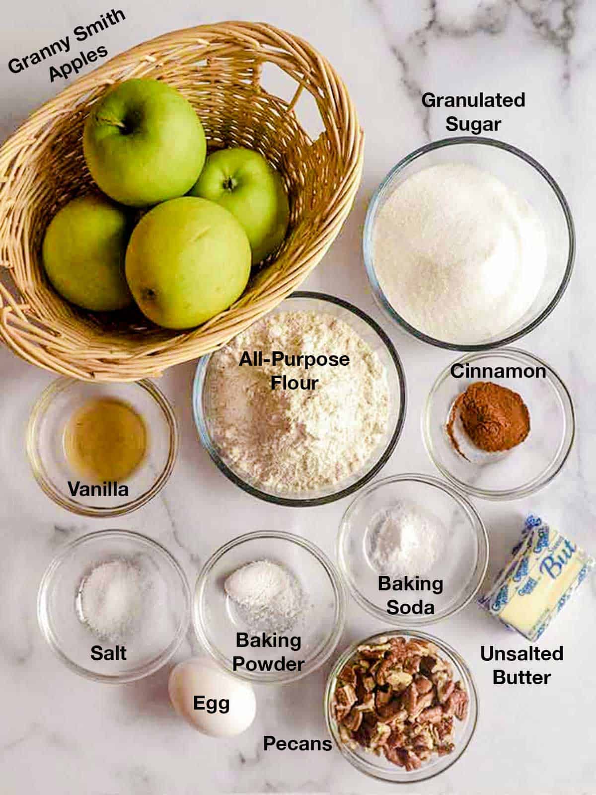 Ingredients for Irish Apple Cake.