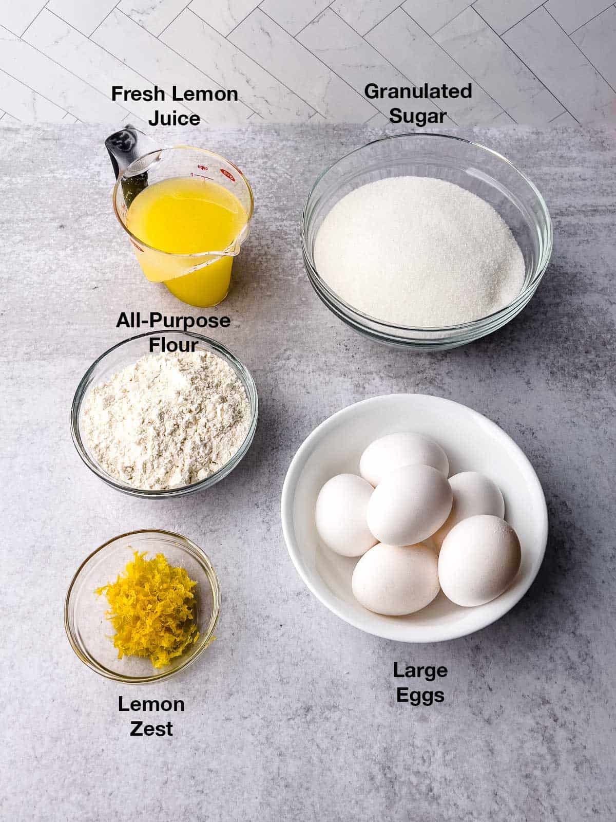 Ingredients for lemon curd filling.