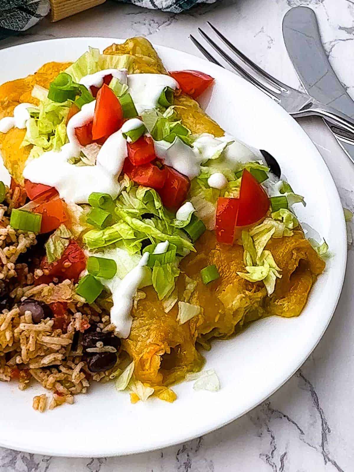 Lazy Enchiladas with Mexican rice.