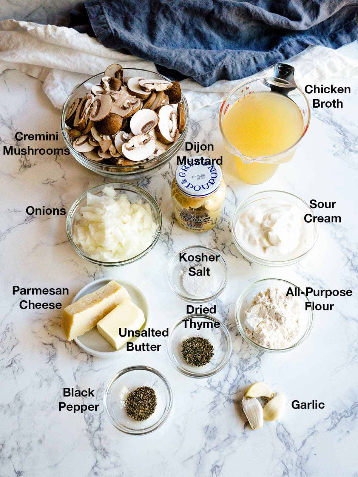 Ingredients used in making Mushroom Stroganoff.