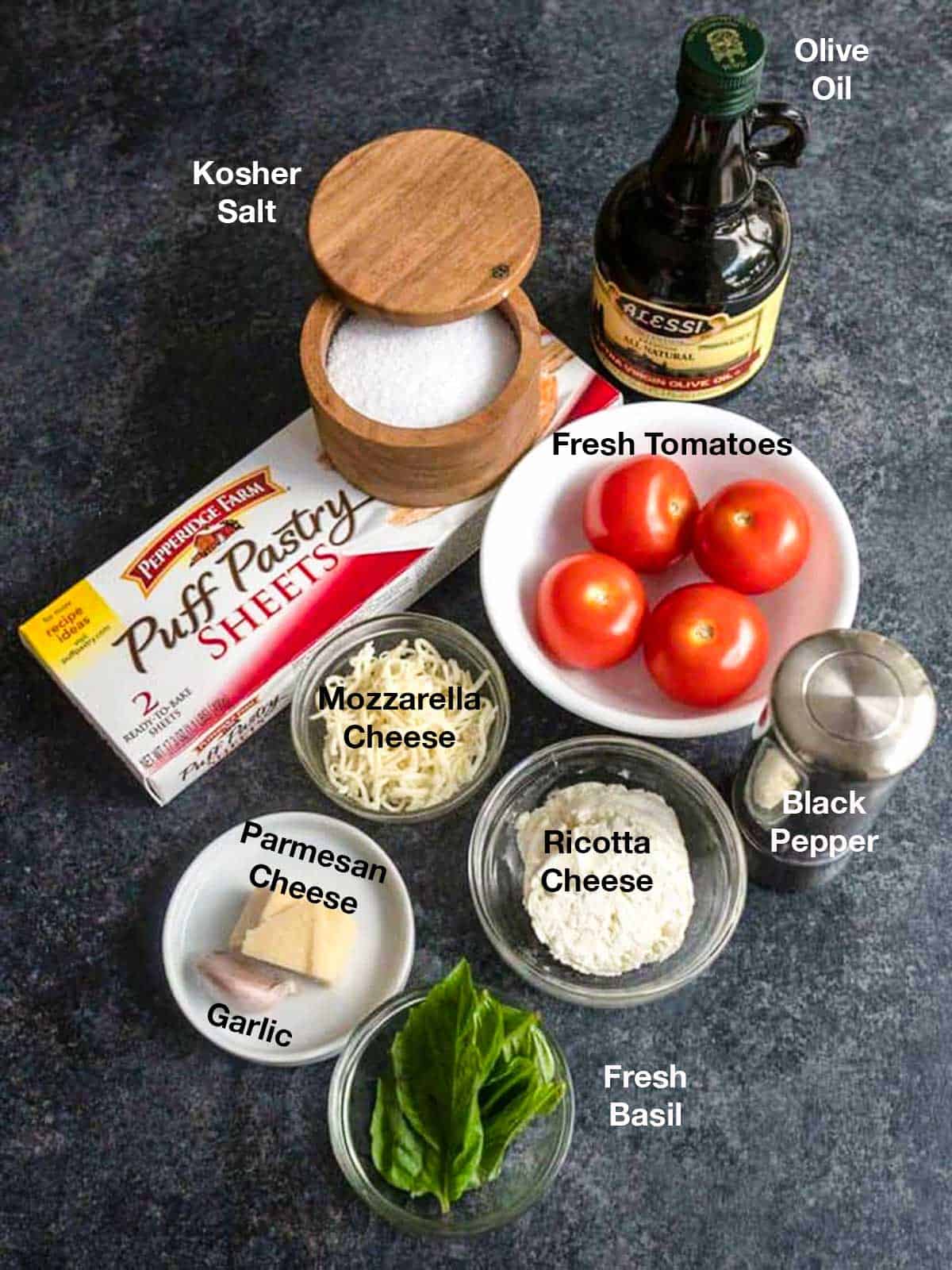 Ingredients for Tomato Tart.