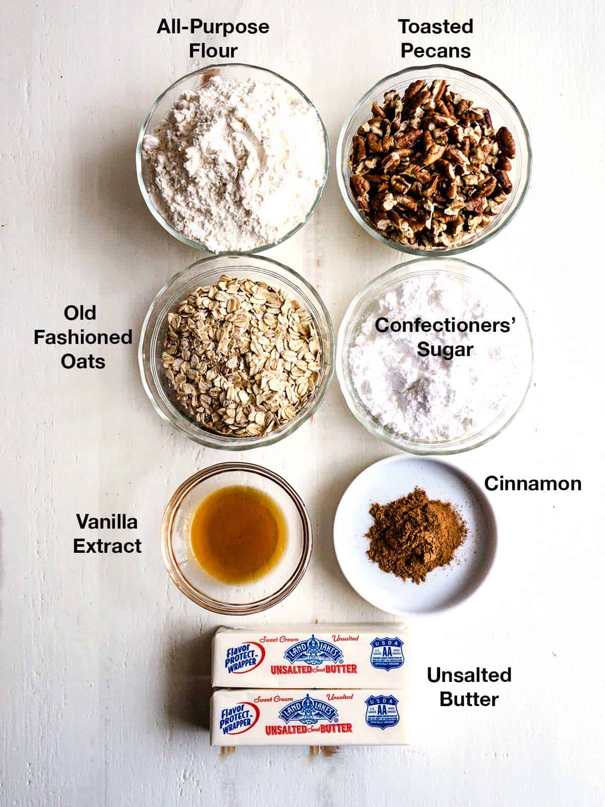 Ingredients for Oatmeal Spice Shortbread.