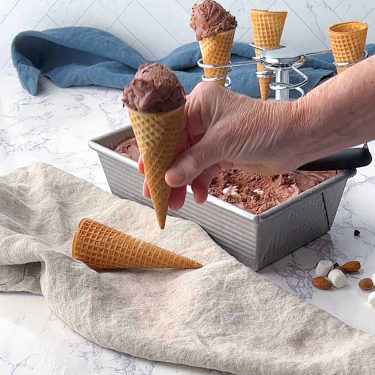 Homemade Rocky Road Ice Cream. Made with a Dash Everyday Ice Cream Ma