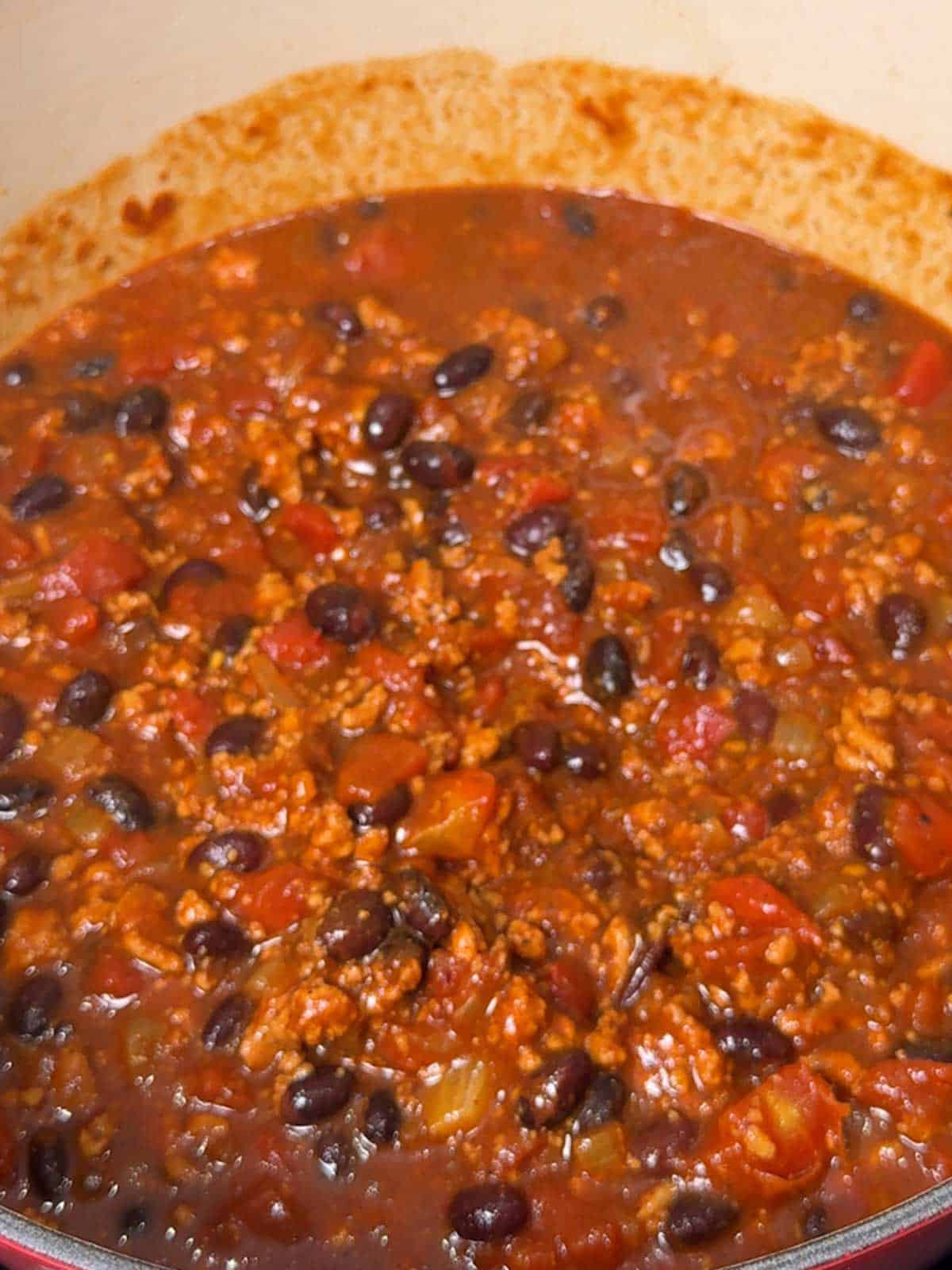 Chili ready to serve.